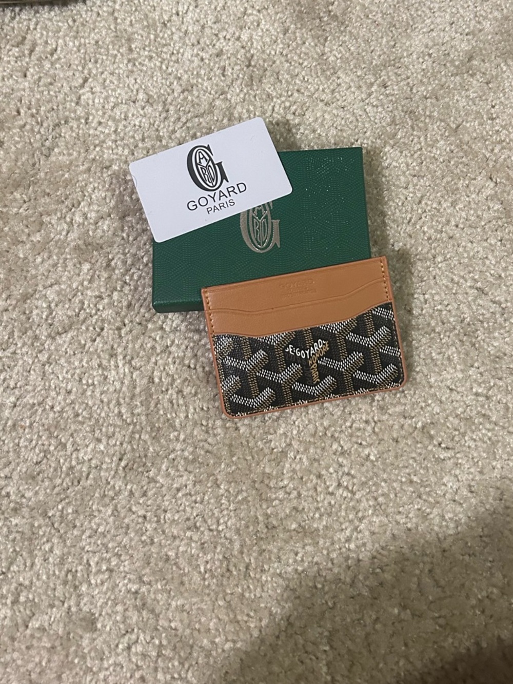 Brown & Tan Card Holder with Tan Leather Trim